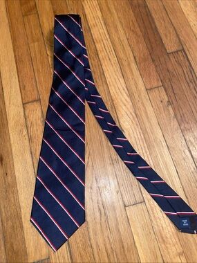 Vintage Polo by Ralph Lauren Navy Tie with Red and White Stripes